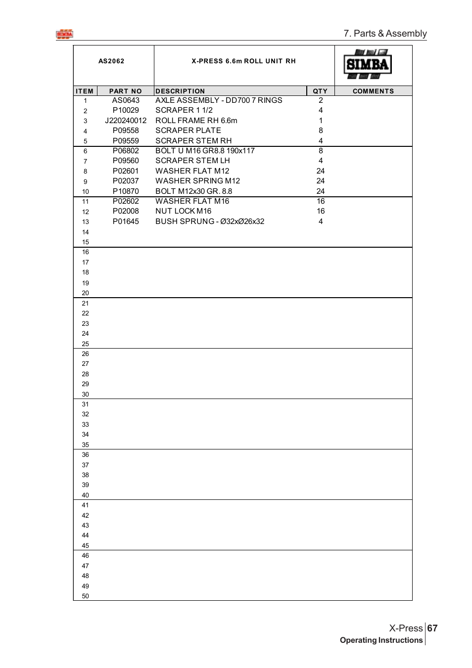 67 x-press, Parts & assembly | Great Plains AS2050 Assembly Instructions User Manual | Page 29 / 66