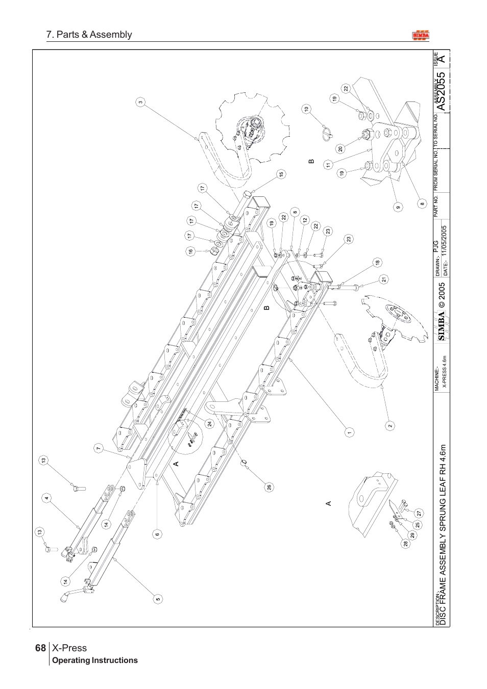 Aas20 55, X-press, 68 7. parts & assembly | Great Plains AS2050 Assembly Instructions User Manual | Page 30 / 66