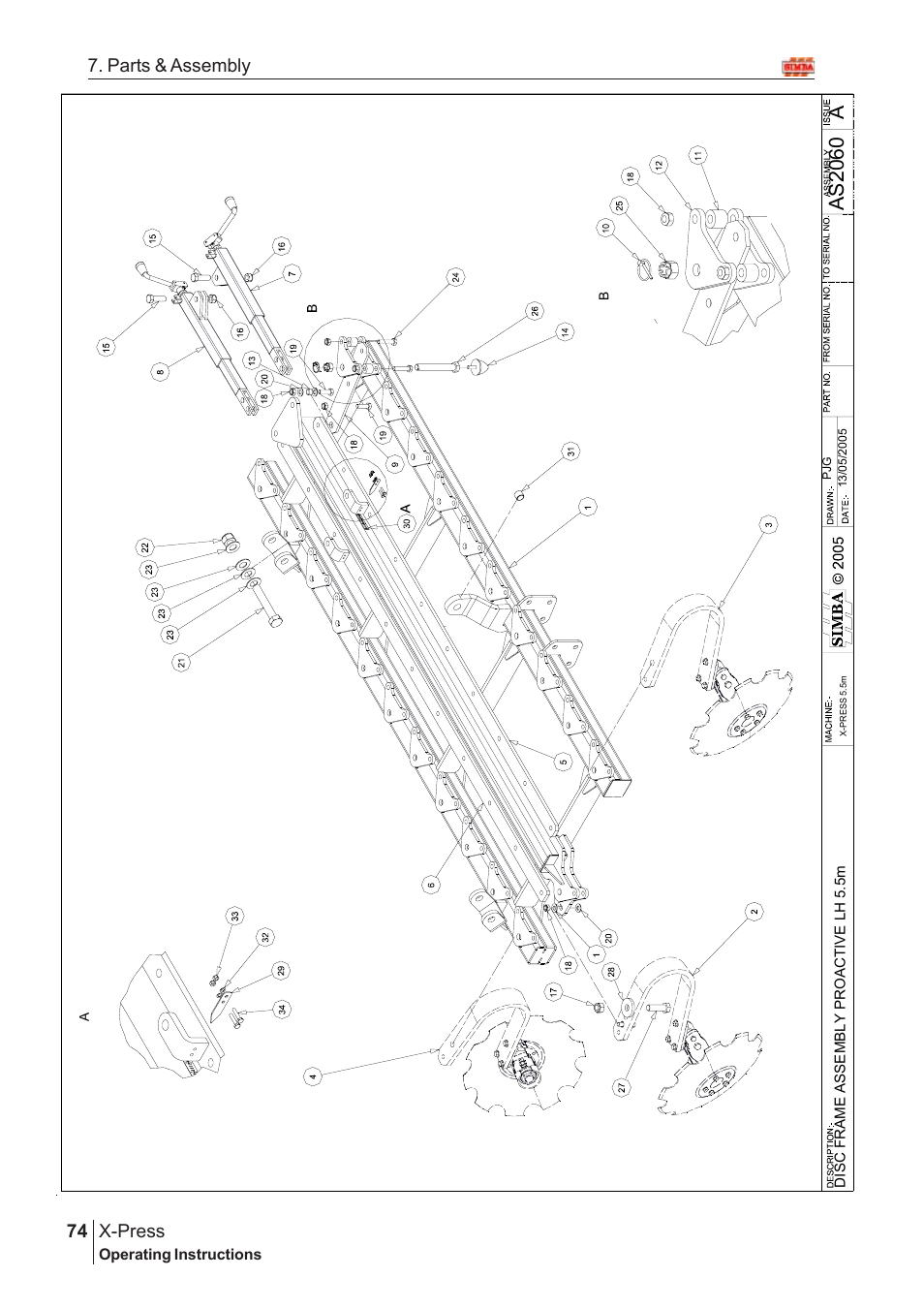 Aas20 60, X-press, 74 7. parts & assembly | Great Plains AS2050 Assembly Instructions User Manual | Page 36 / 66