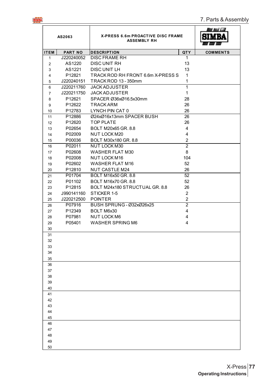 77 x-press, Parts & assembly | Great Plains AS2050 Assembly Instructions User Manual | Page 39 / 66