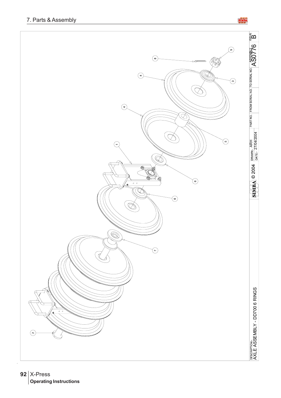 Ba s 0 776, X-press, 92 7. parts & assembly | Great Plains AS2050 Assembly Instructions User Manual | Page 54 / 66