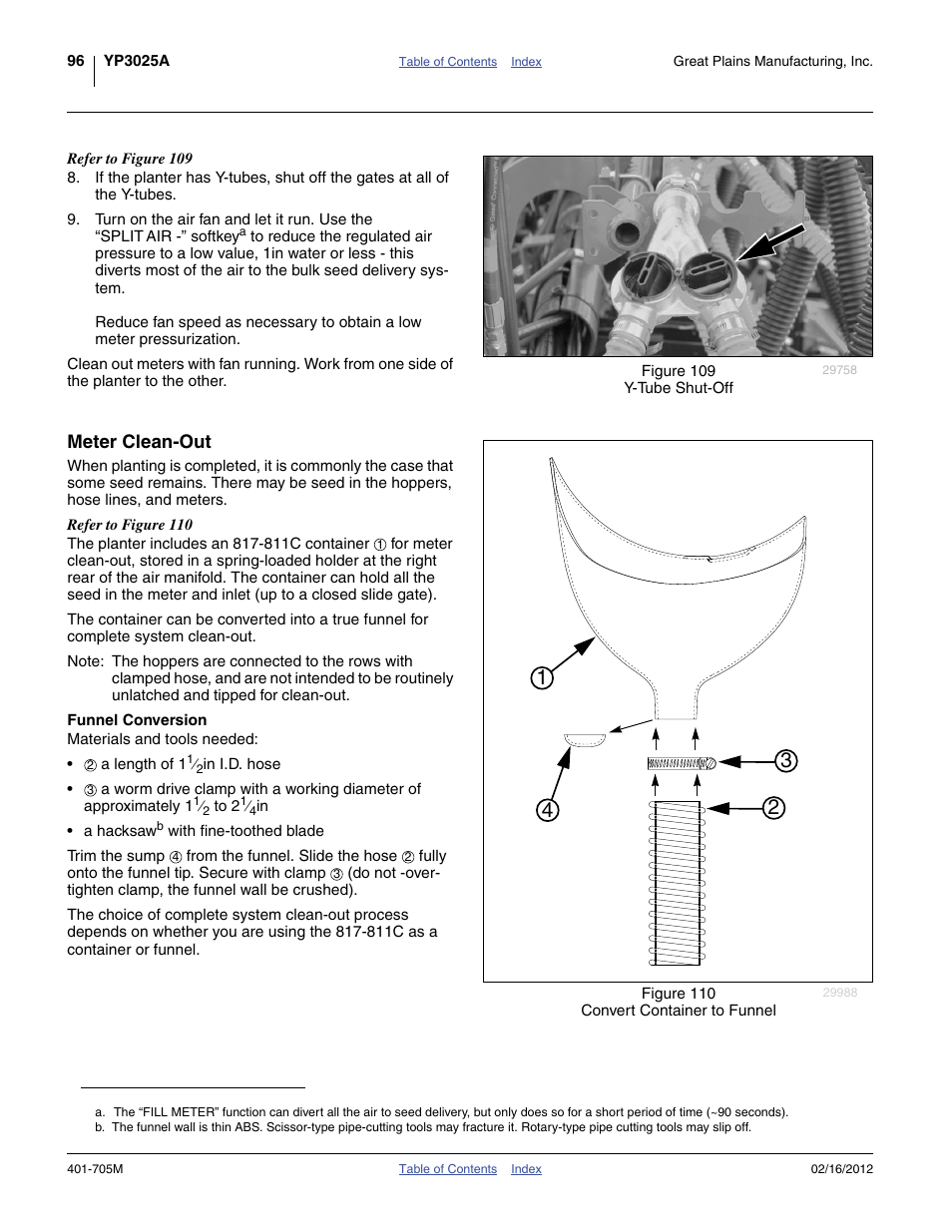 Meter clean-out, Funnel conversion | Great Plains YP3025A Operator Manual User Manual | Page 100 / 190