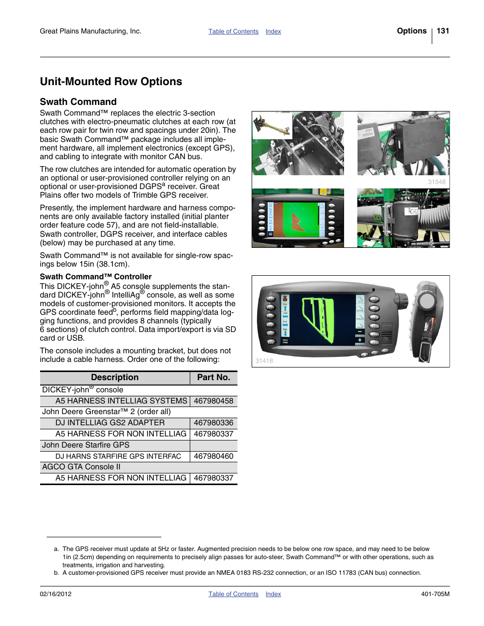 Unit-mounted row options, Swath command, Swath command™ controller | Great Plains YP3025A Operator Manual User Manual | Page 135 / 190