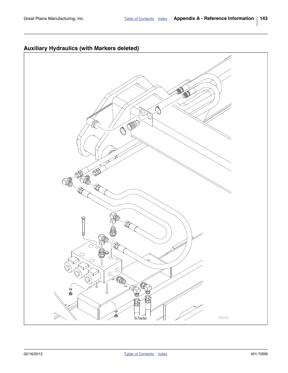 Auxiliary hydraulics (with markers deleted) | Great Plains YP3025A Operator Manual User Manual | Page 147 / 190