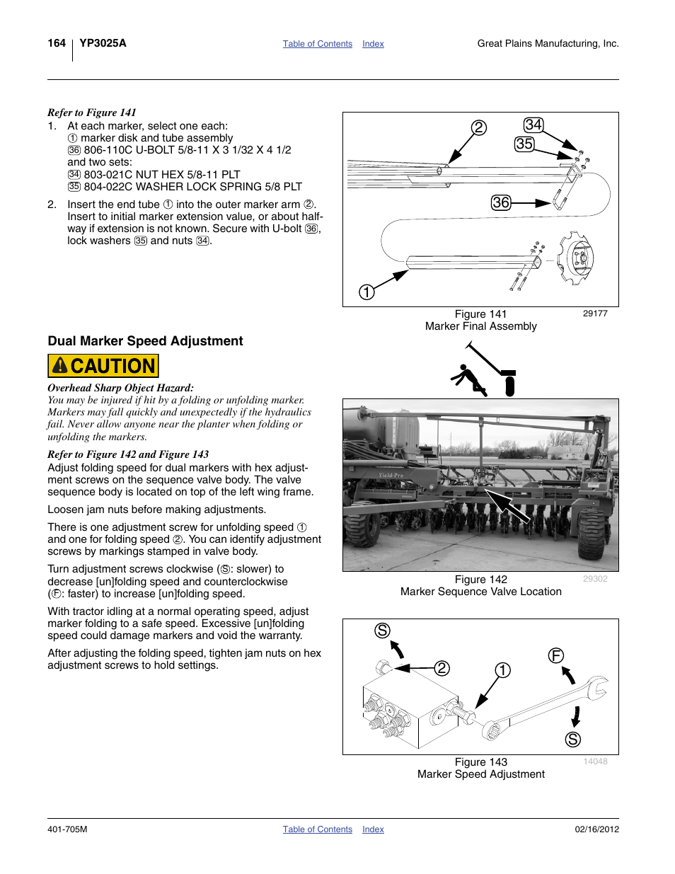 Dual marker speed adjustment, 12 f s s | Great Plains YP3025A Operator Manual User Manual | Page 168 / 190