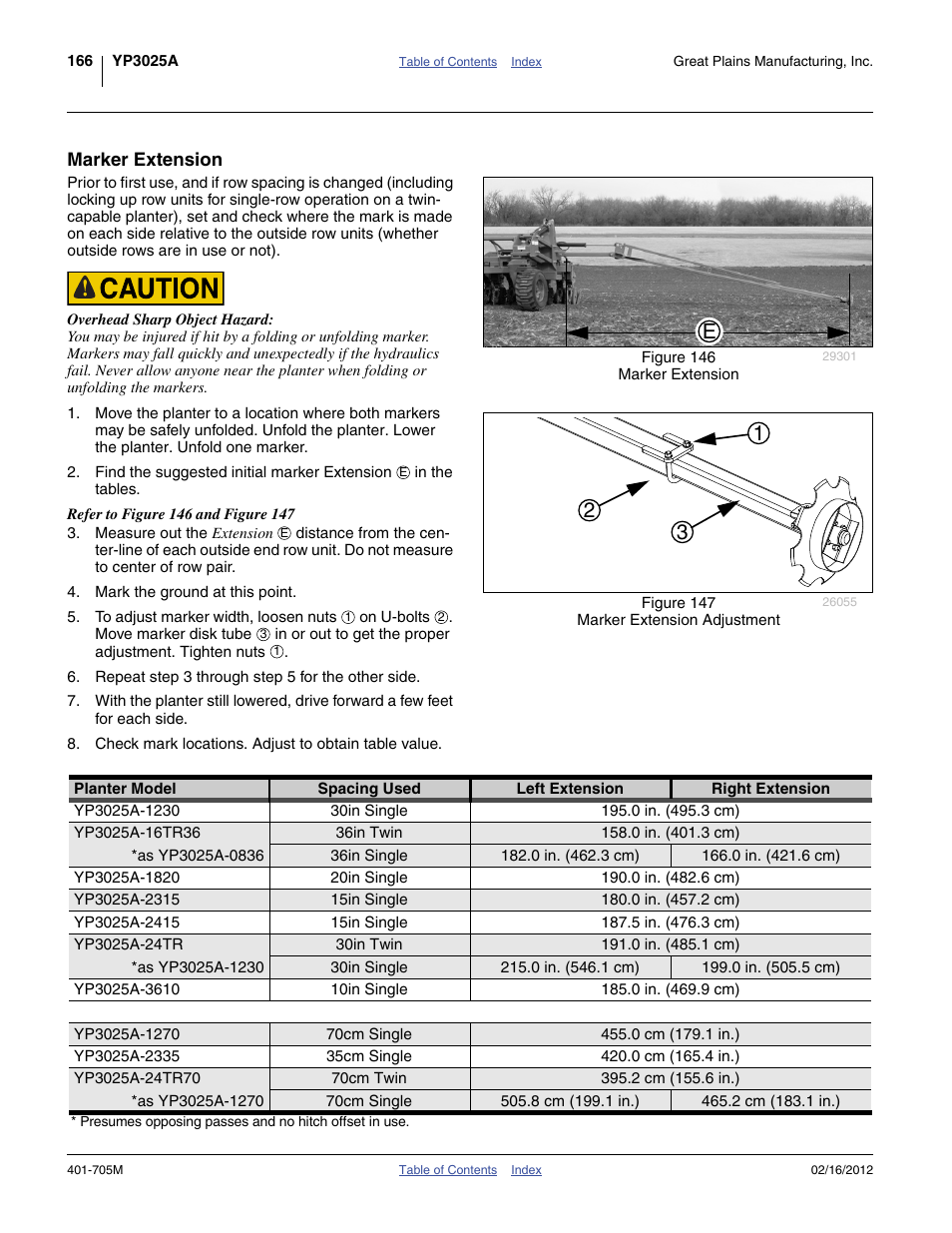 Marker extension | Great Plains YP3025A Operator Manual User Manual | Page 170 / 190