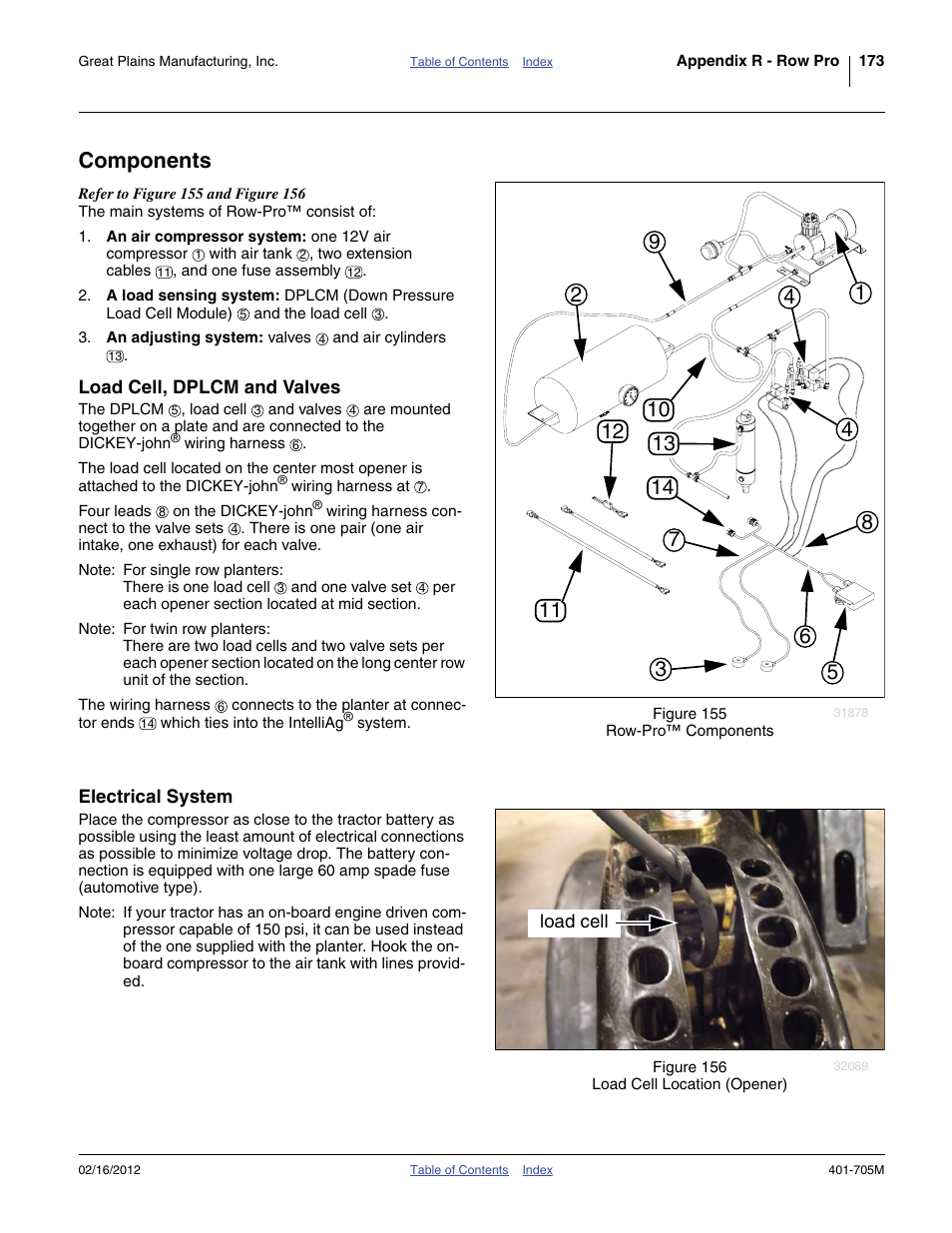 Components, Load cell, dplcm and valves, Electrical system | Great Plains YP3025A Operator Manual User Manual | Page 177 / 190