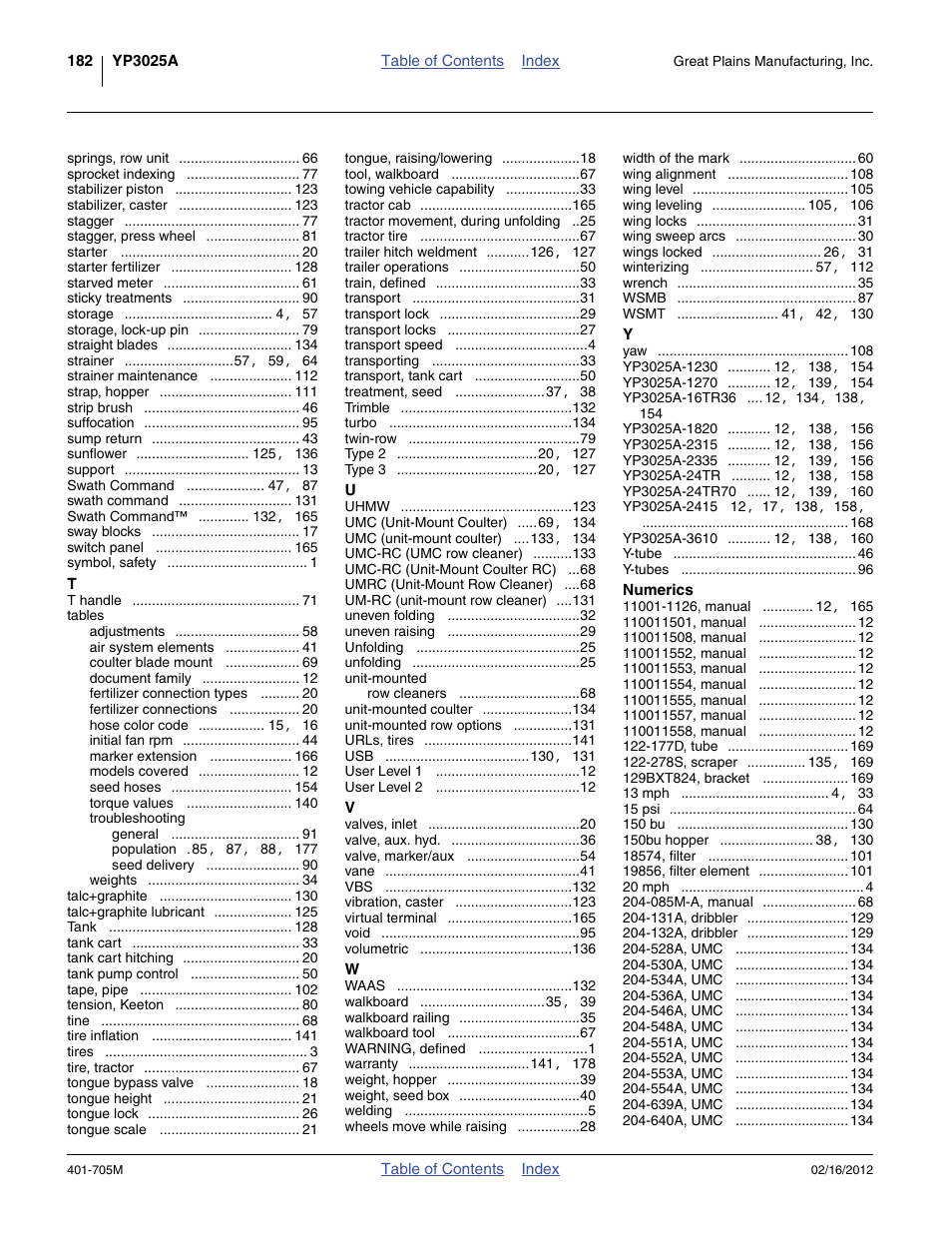 Great Plains YP3025A Operator Manual User Manual | Page 186 / 190