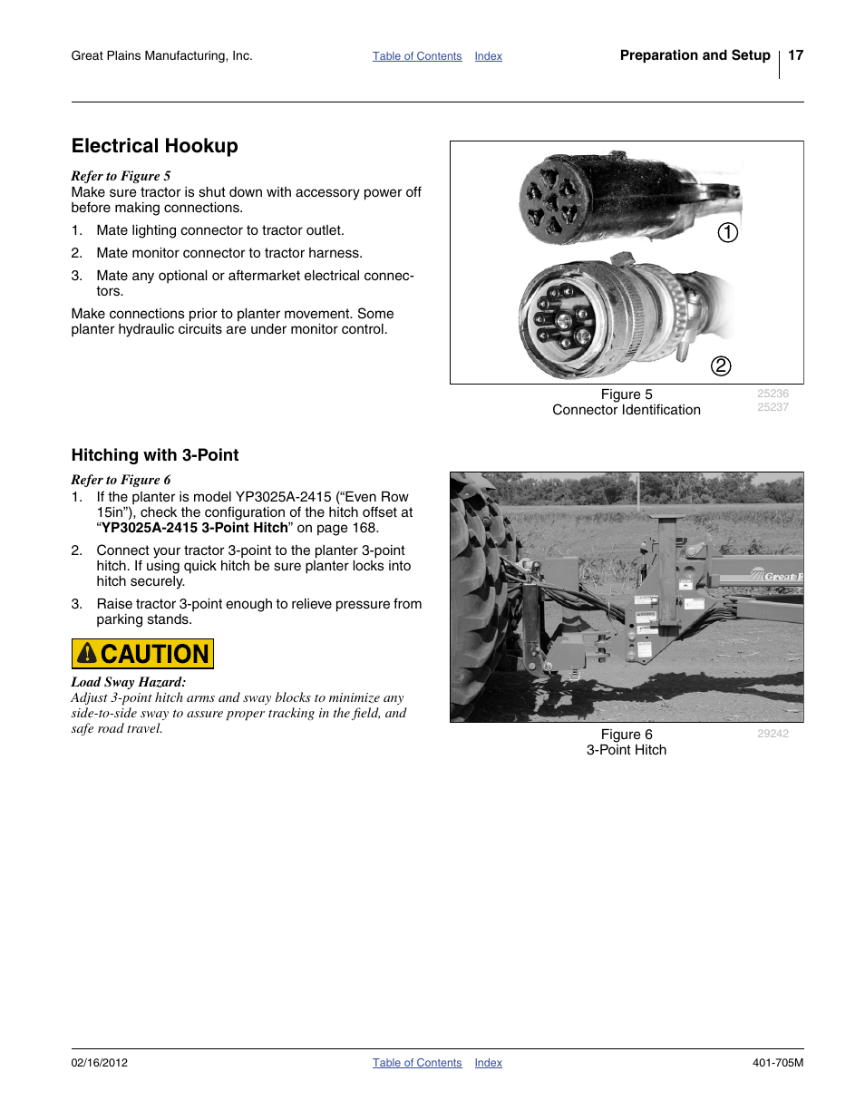 Electrical hookup, Hitching with 3-point | Great Plains YP3025A Operator Manual User Manual | Page 21 / 190