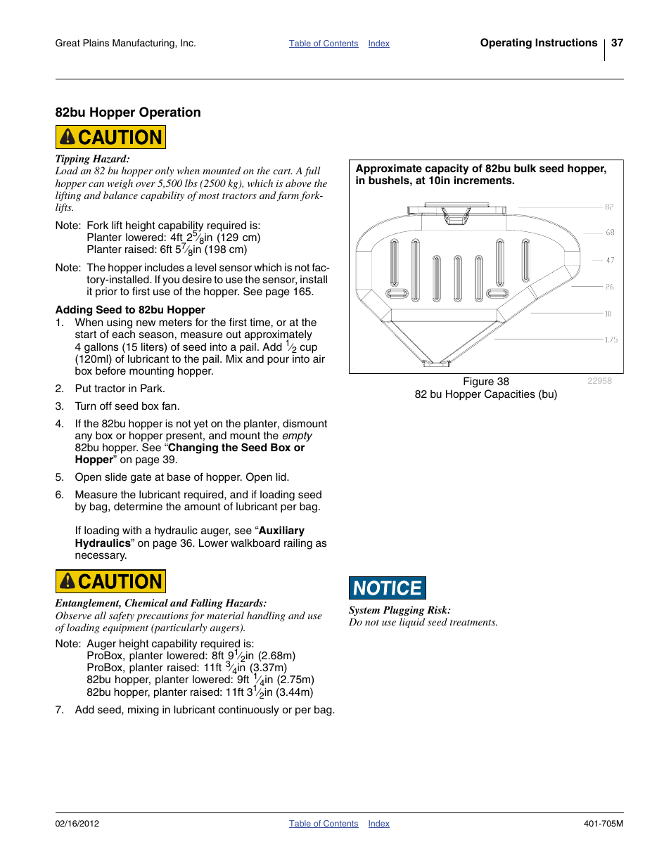 82bu hopper operation, Adding seed to 82bu hopper | Great Plains YP3025A Operator Manual User Manual | Page 41 / 190