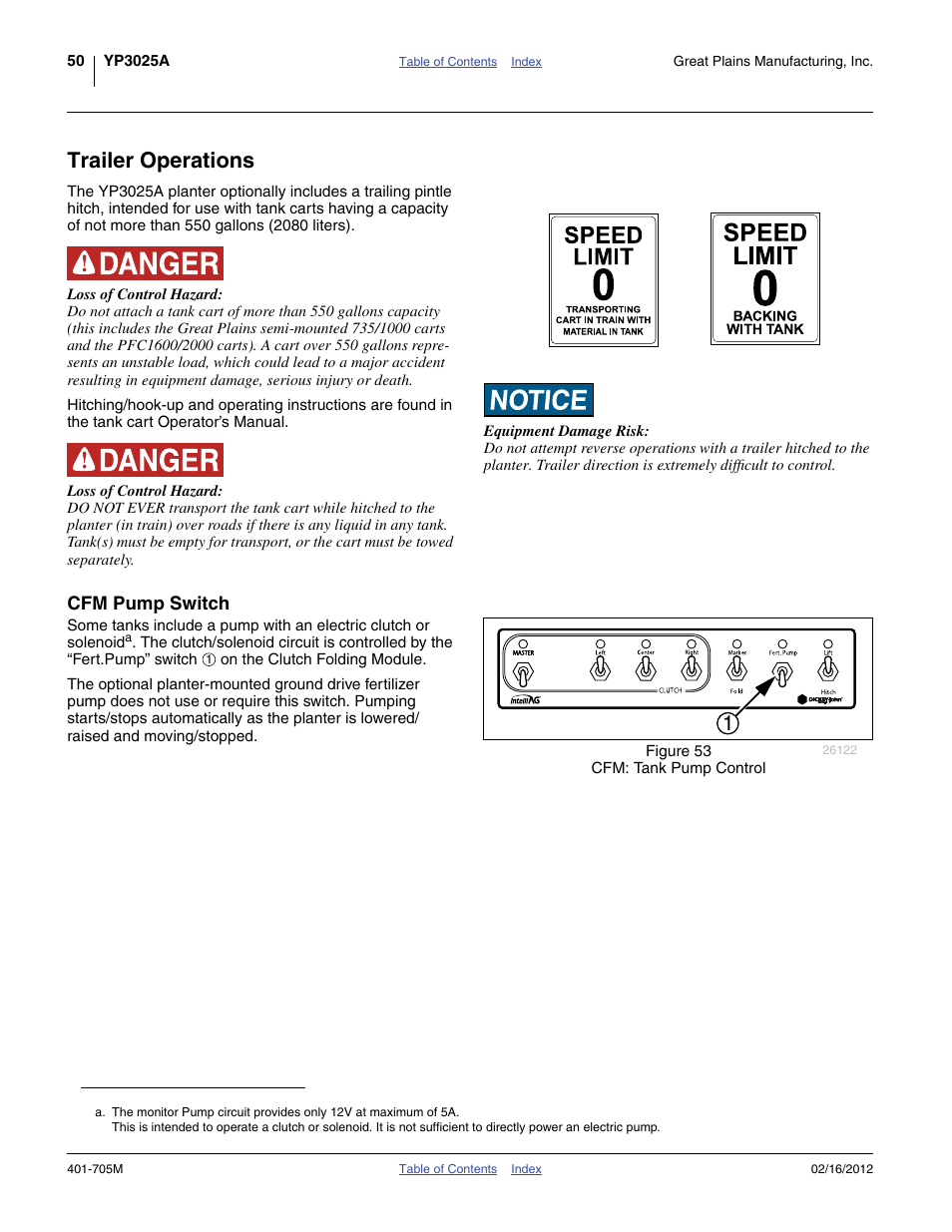 Trailer operations, Cfm pump switch | Great Plains YP3025A Operator Manual User Manual | Page 54 / 190