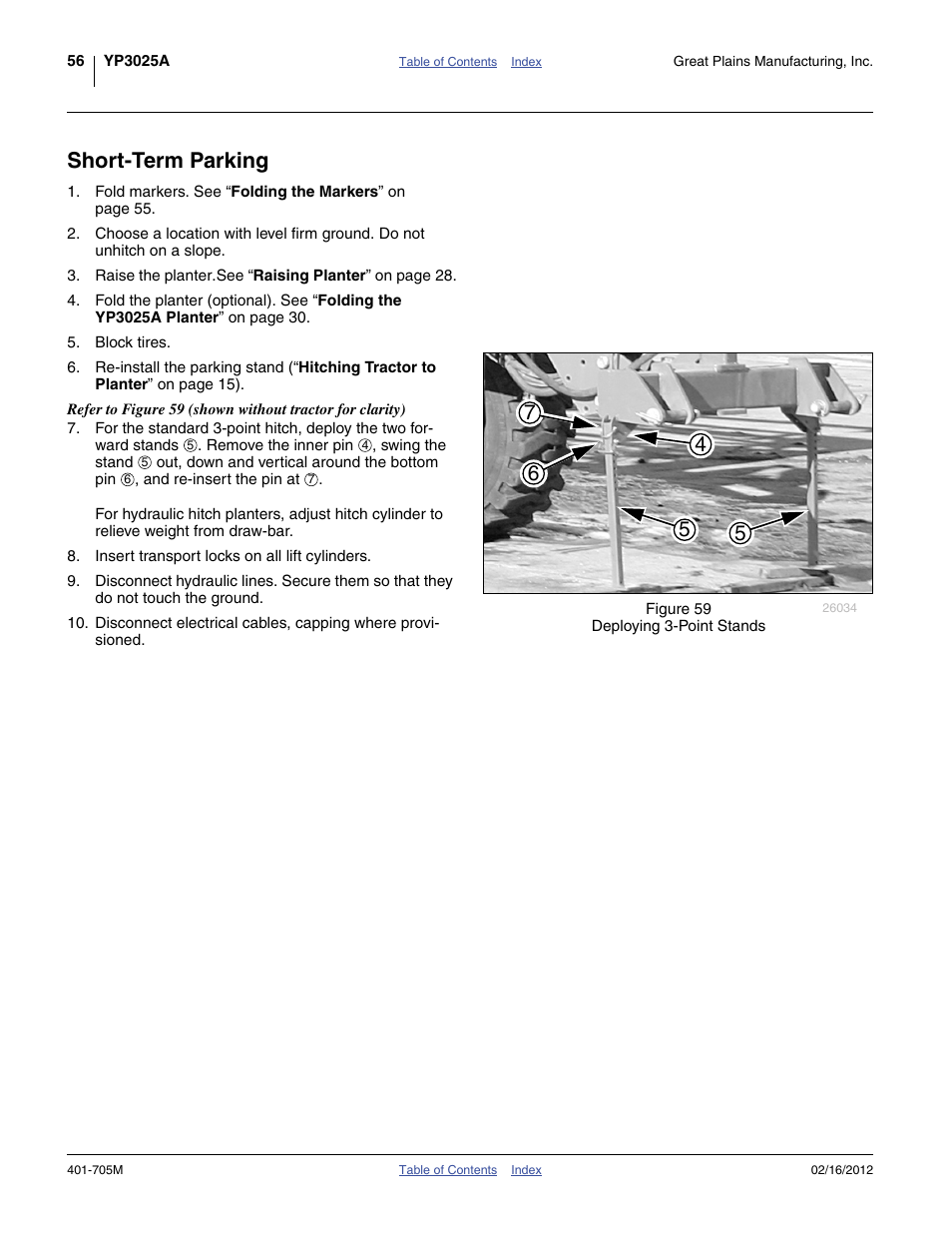 Short-term parking | Great Plains YP3025A Operator Manual User Manual | Page 60 / 190