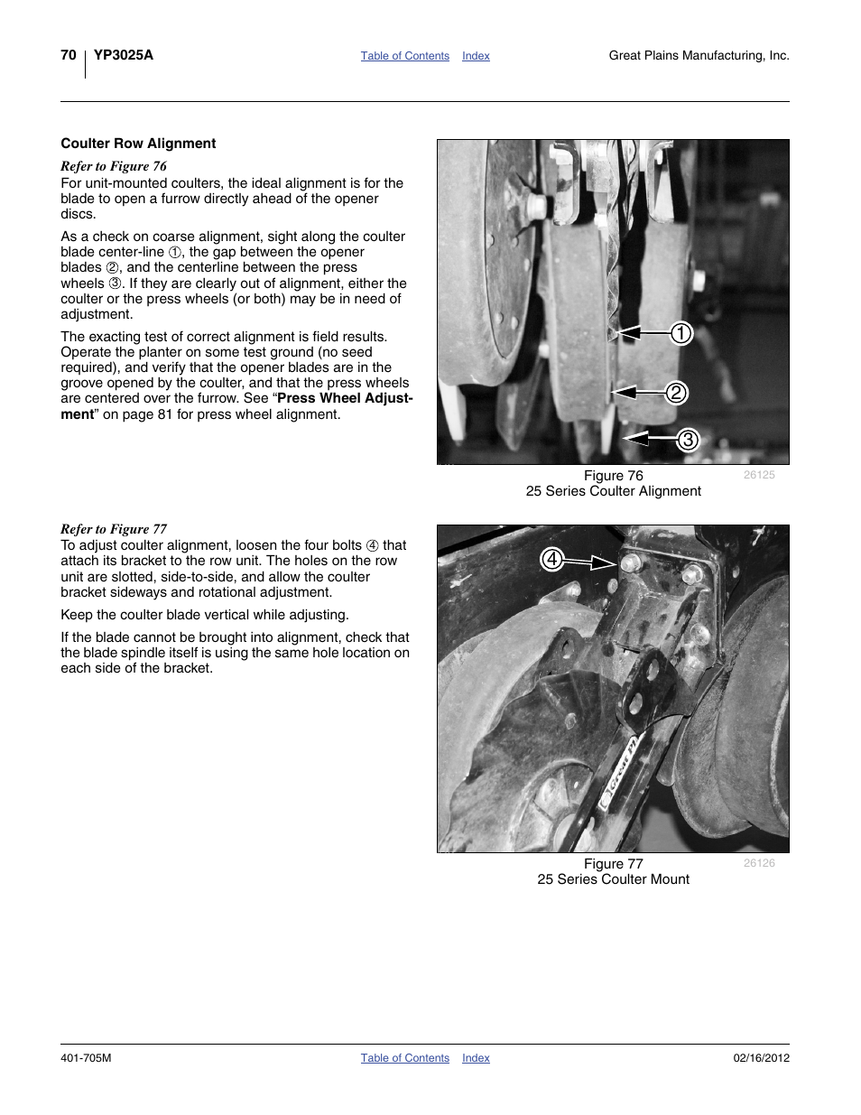 Coulter row alignment | Great Plains YP3025A Operator Manual User Manual | Page 74 / 190