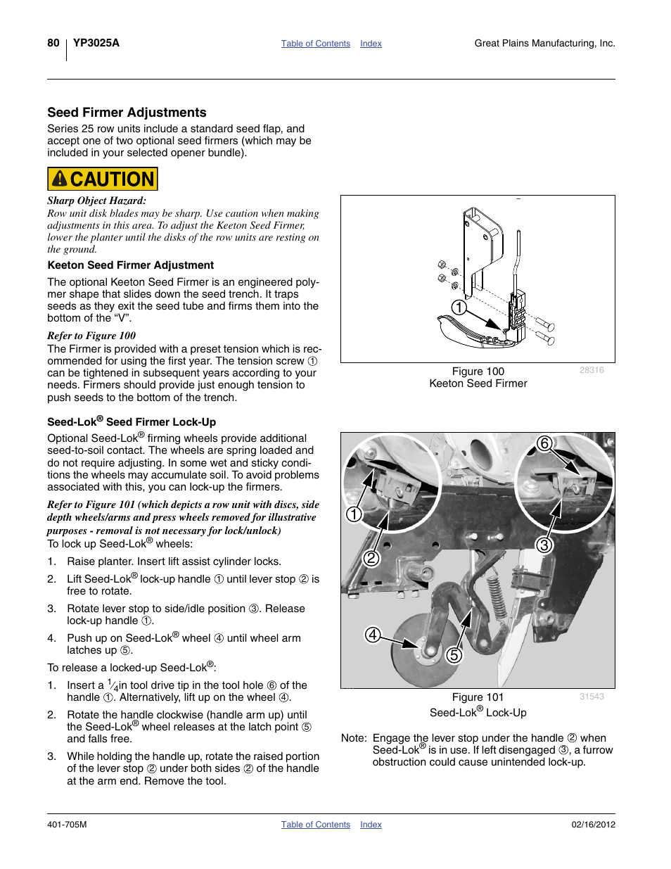 Seed firmer adjustments, Keeton seed firmer adjustment, Seed-lok® seed firmer lock-up | Keeton seed firmer adjustment seed-lok | Great Plains YP3025A Operator Manual User Manual | Page 84 / 190
