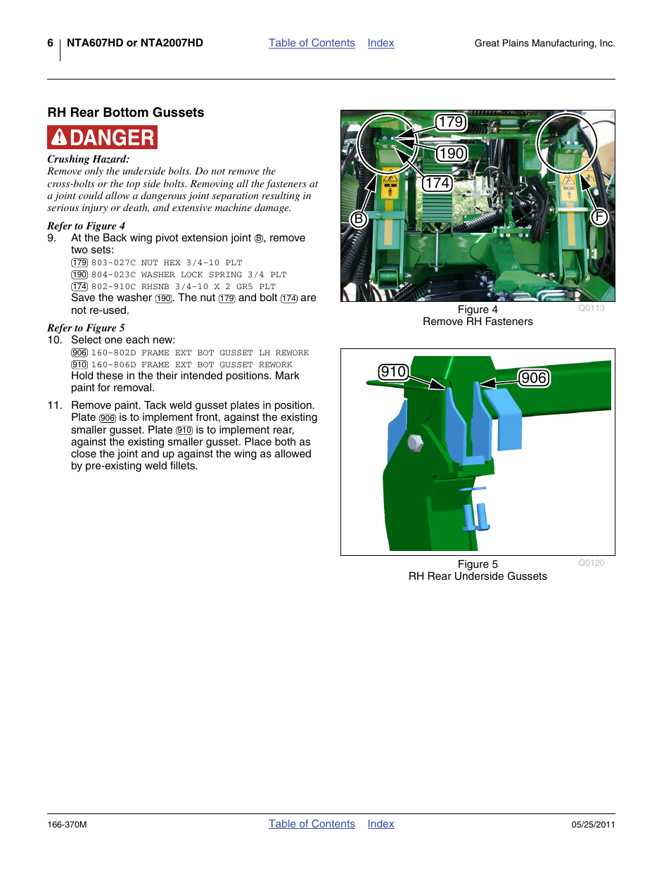 Rh rear bottom gussets | Great Plains 2007HD  Update Installation User Manual | Page 10 / 106