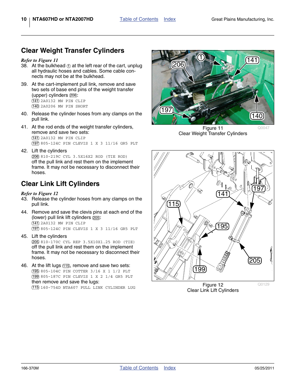 Clear weight transfer cylinders, Clear link lift cylinders | Great Plains 2007HD  Update Installation User Manual | Page 14 / 106