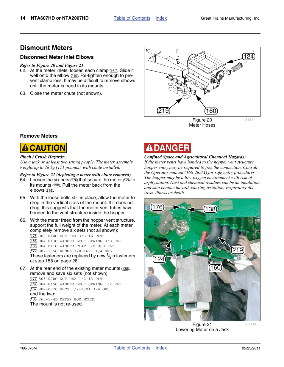 Dismount meters, Disconnect meter inlet elbows, Remove meters | Disconnect meter inlet elbows remove meters | Great Plains 2007HD  Update Installation User Manual | Page 18 / 106