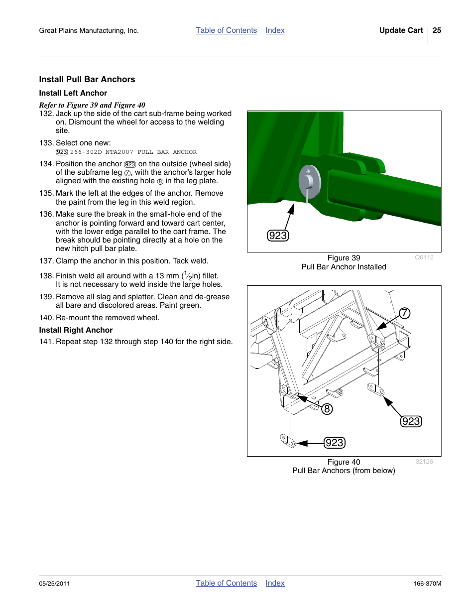 Install pull bar anchors, Install left anchor, Install right anchor | Install left anchor install right anchor | Great Plains 2007HD  Update Installation User Manual | Page 29 / 106