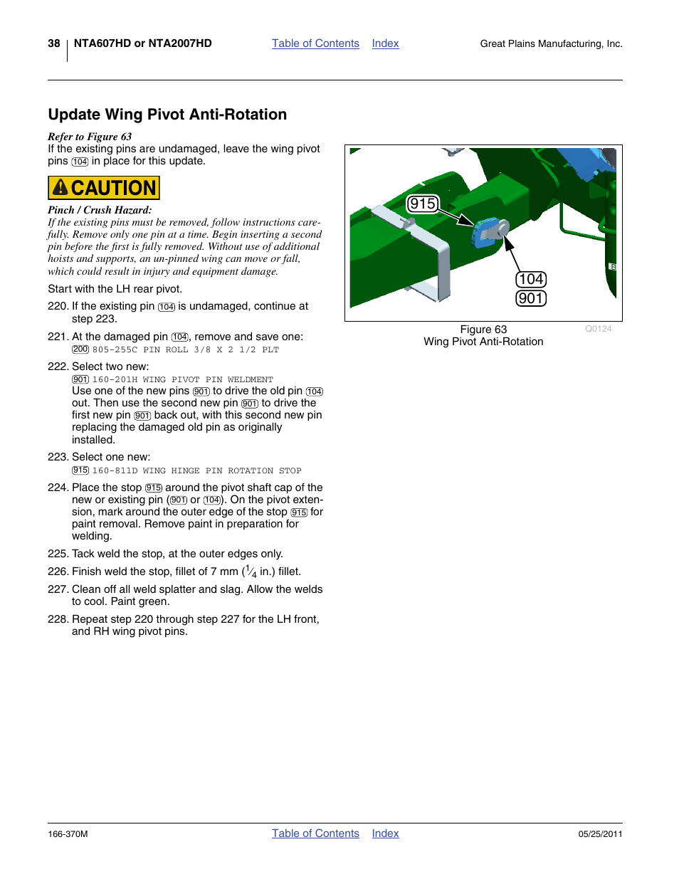 Update wing pivot anti-rotation | Great Plains 2007HD  Update Installation User Manual | Page 42 / 106