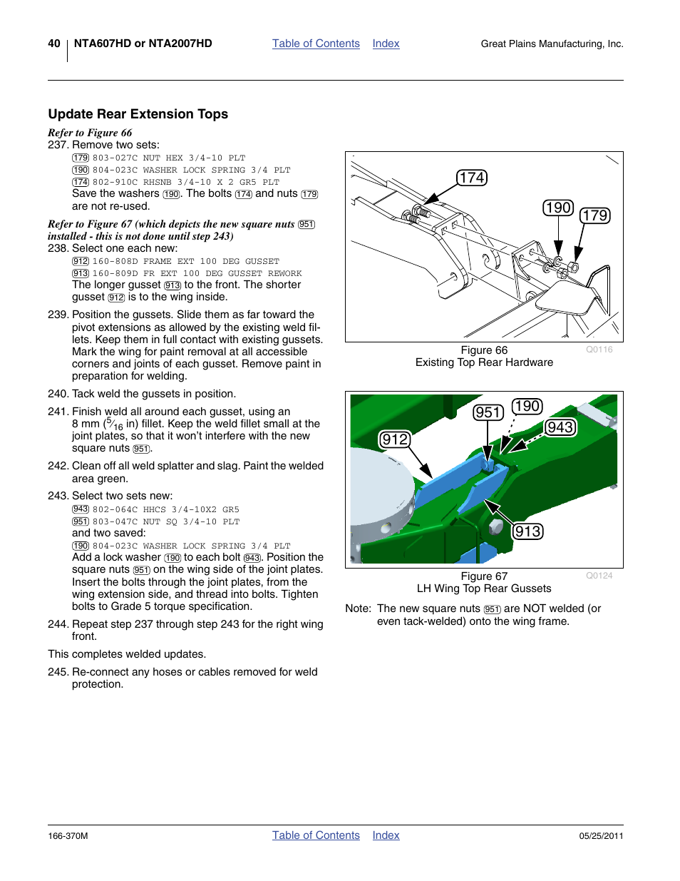 Update rear extension tops | Great Plains 2007HD  Update Installation User Manual | Page 44 / 106