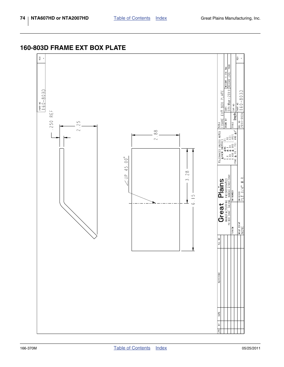 803d frame ext box plate | Great Plains 2007HD  Update Installation User Manual | Page 78 / 106