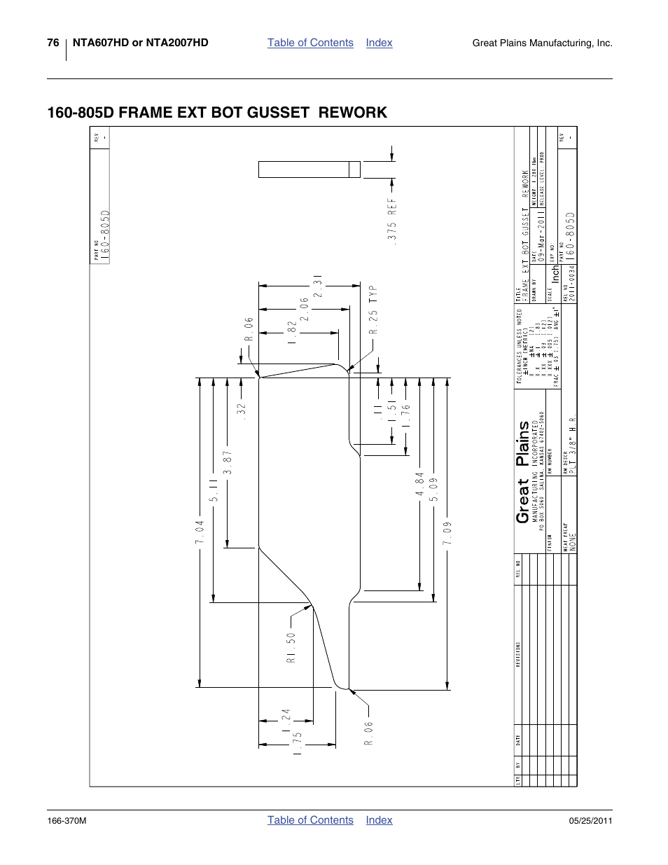 805d frame ext bot gusset rework | Great Plains 2007HD  Update Installation User Manual | Page 80 / 106