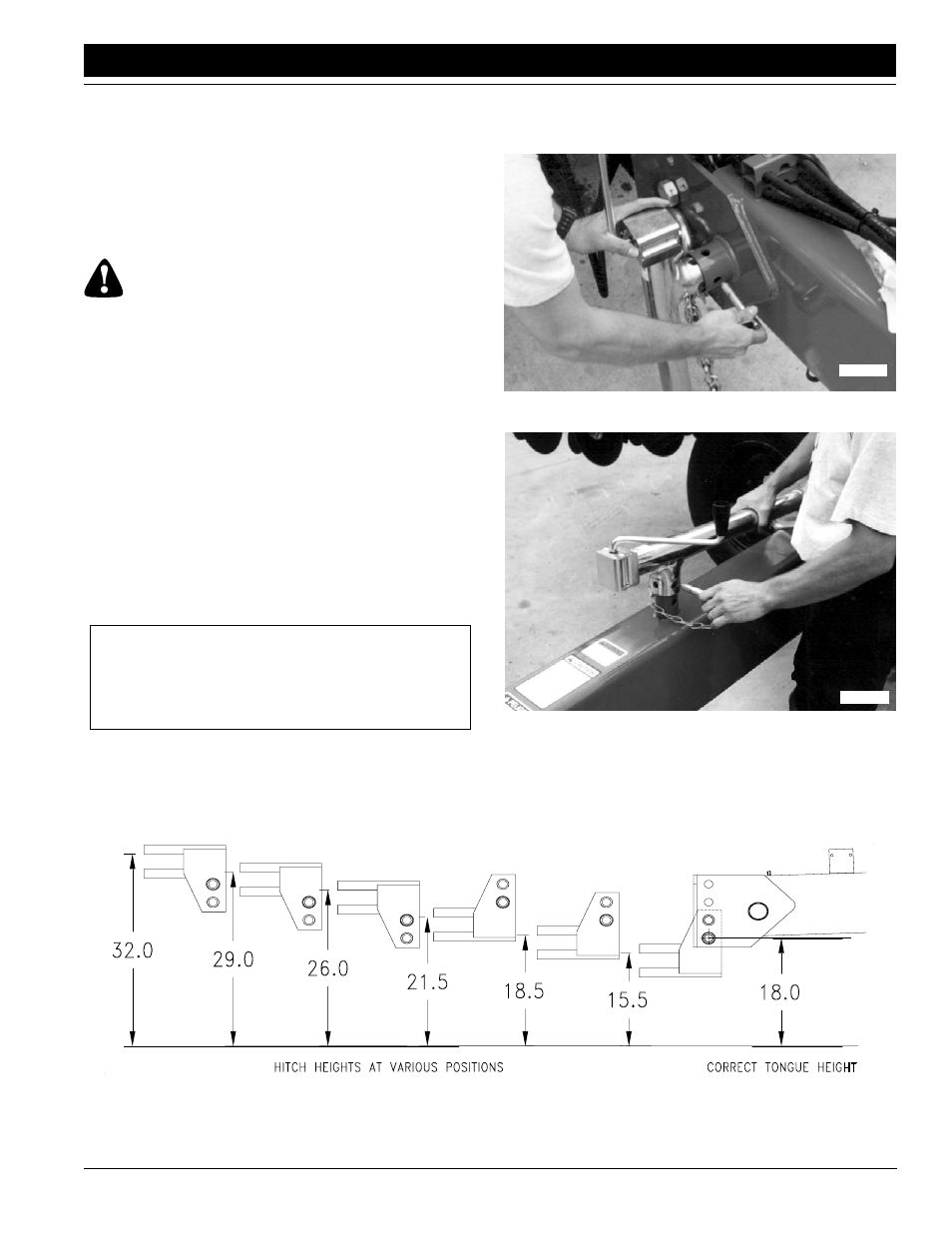 Warning, Tractor drawbar hookup | Great Plains 3S-3000F Operator Manual v2 User Manual | Page 19 / 73
