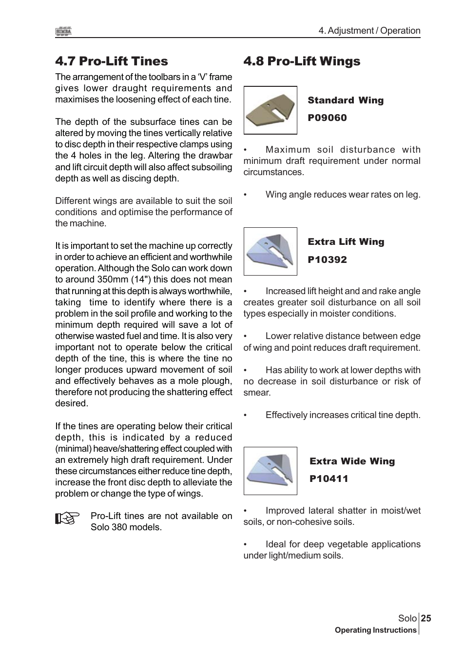 7 pro-lift tines, 8 pro-lift wings | Great Plains P15061 Serial No 12682 User Manual | Page 25 / 44