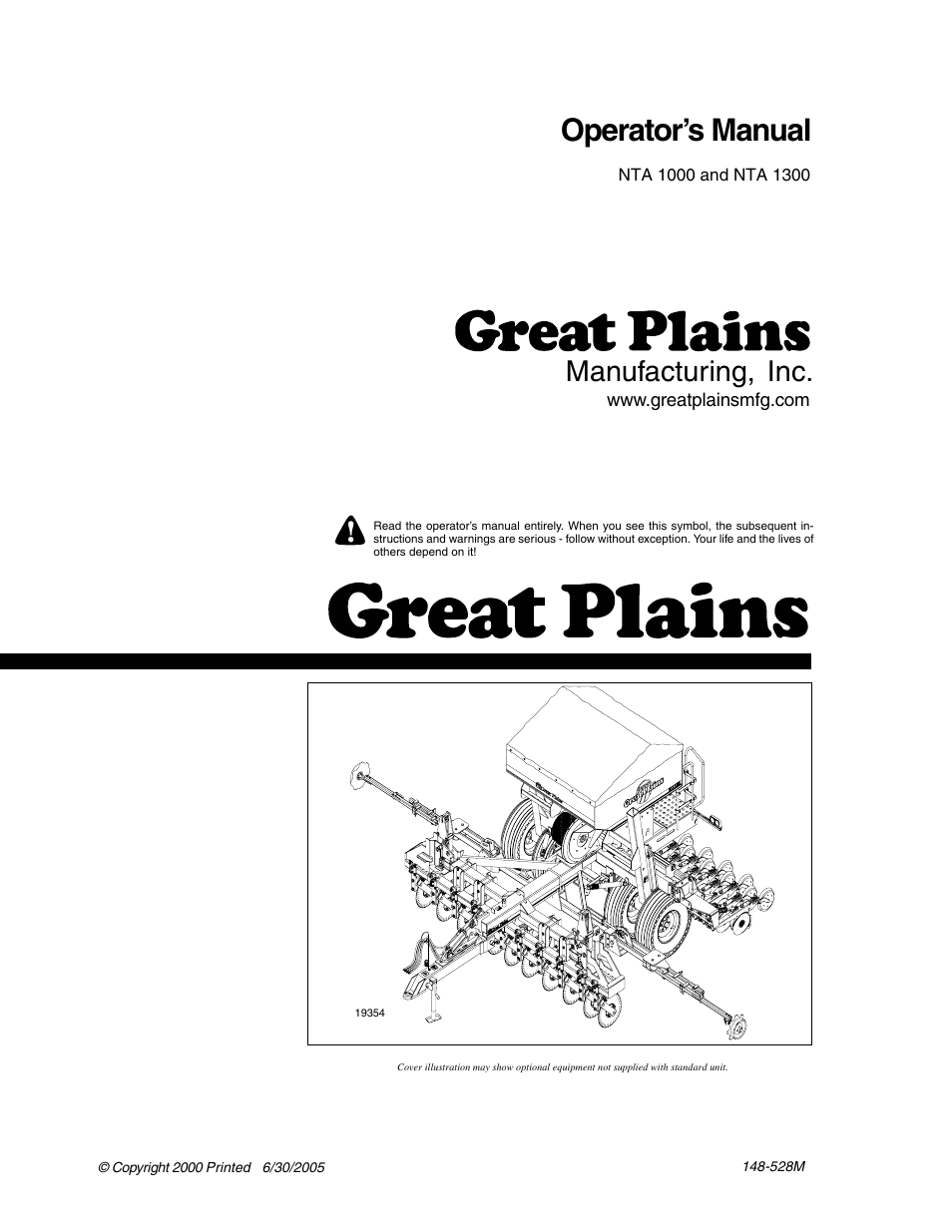 Great Plains NTA1300 Operator Manual User Manual | 41 pages