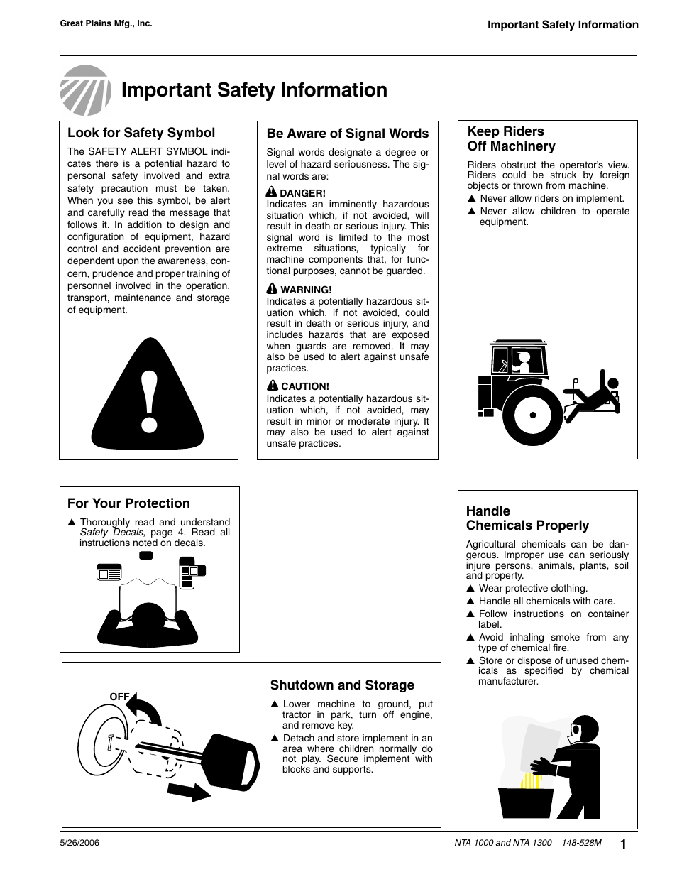 Important safety information | Great Plains NTA1300 Operator Manual User Manual | Page 3 / 41