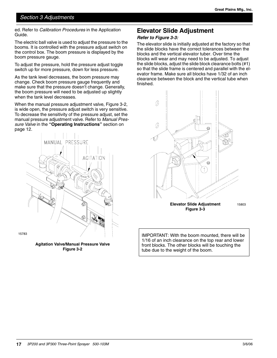 Elevator slide adjustment | Great Plains 3P300 Operator Manual User Manual | Page 19 / 29