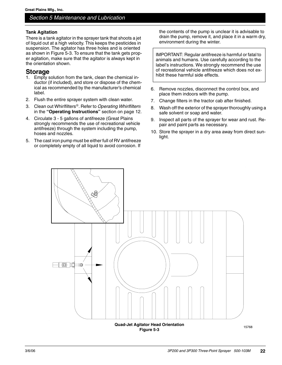 22, f, Storage | Great Plains 3P300 Operator Manual User Manual | Page 24 / 29