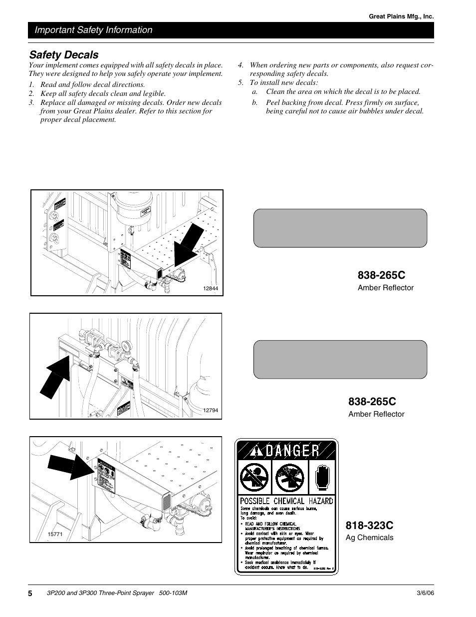 265c, 323c, Safety decals | Great Plains 3P300 Operator Manual User Manual | Page 7 / 29