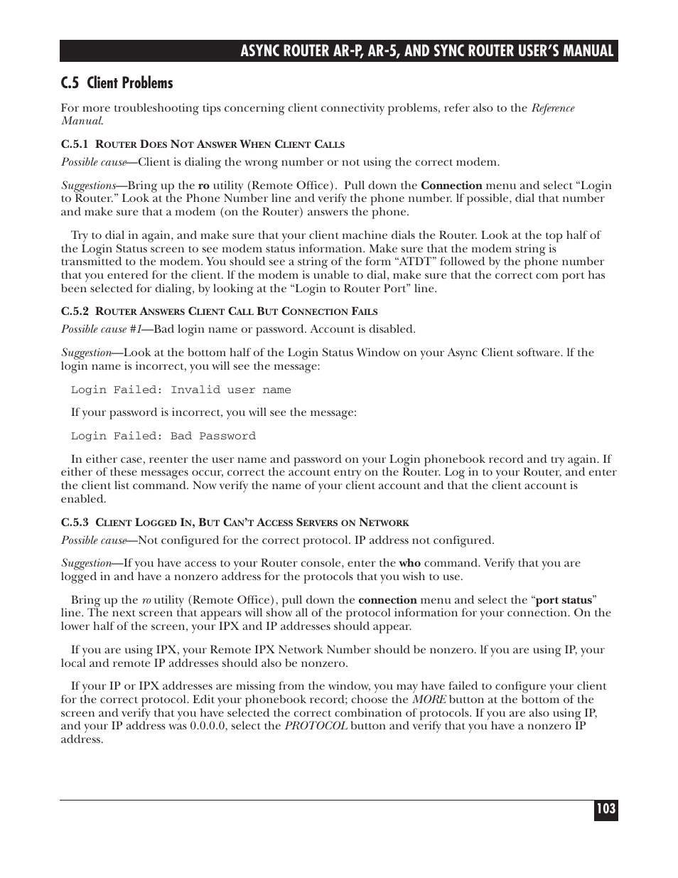 C.5 client problems | Black Box LRA005A-R2 User Manual | Page 103 / 275