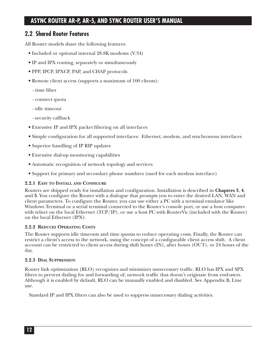 2 shared router features | Black Box LRA005A-R2 User Manual | Page 12 / 275