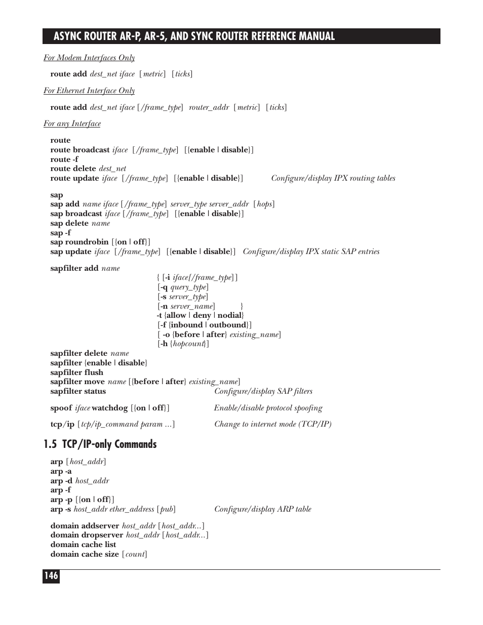 5 tcp/ip-only commands | Black Box LRA005A-R2 User Manual | Page 146 / 275