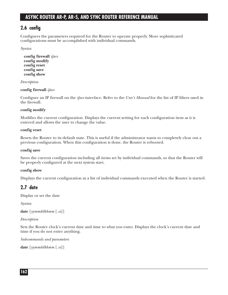 6 config, 7 date | Black Box LRA005A-R2 User Manual | Page 162 / 275
