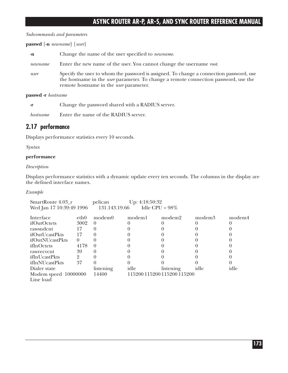 17 performance | Black Box LRA005A-R2 User Manual | Page 173 / 275