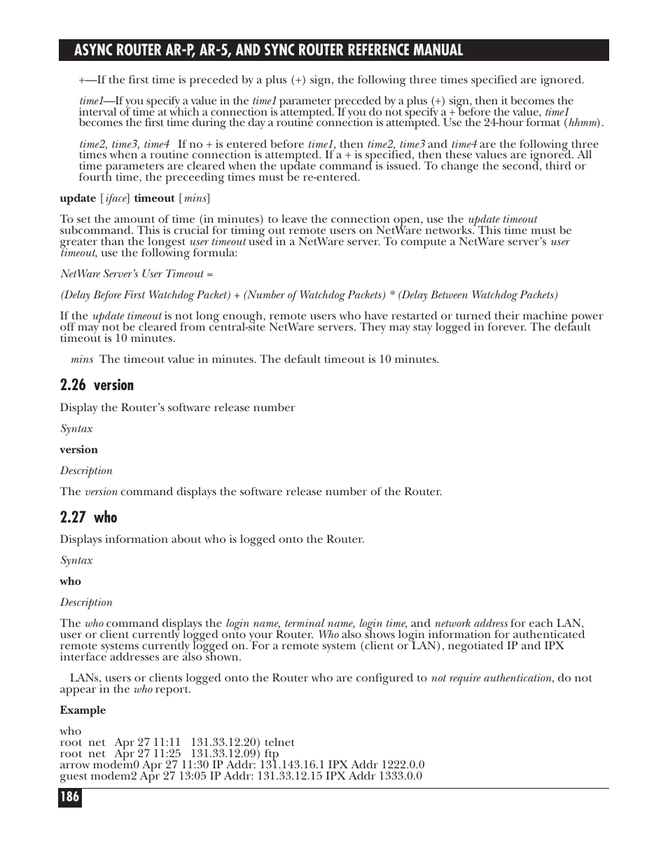 26 version, 27 who | Black Box LRA005A-R2 User Manual | Page 186 / 275