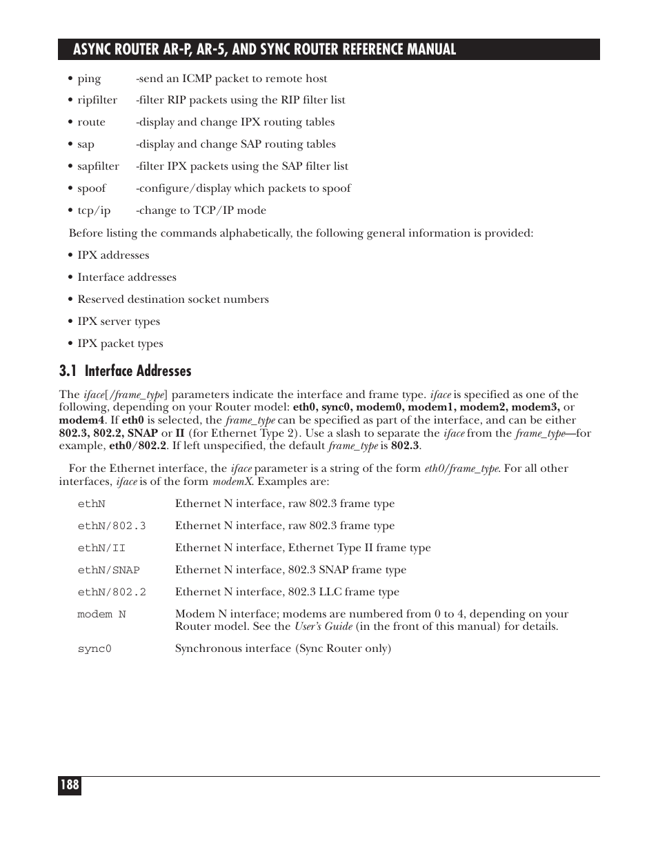 1 interface addresses | Black Box LRA005A-R2 User Manual | Page 188 / 275