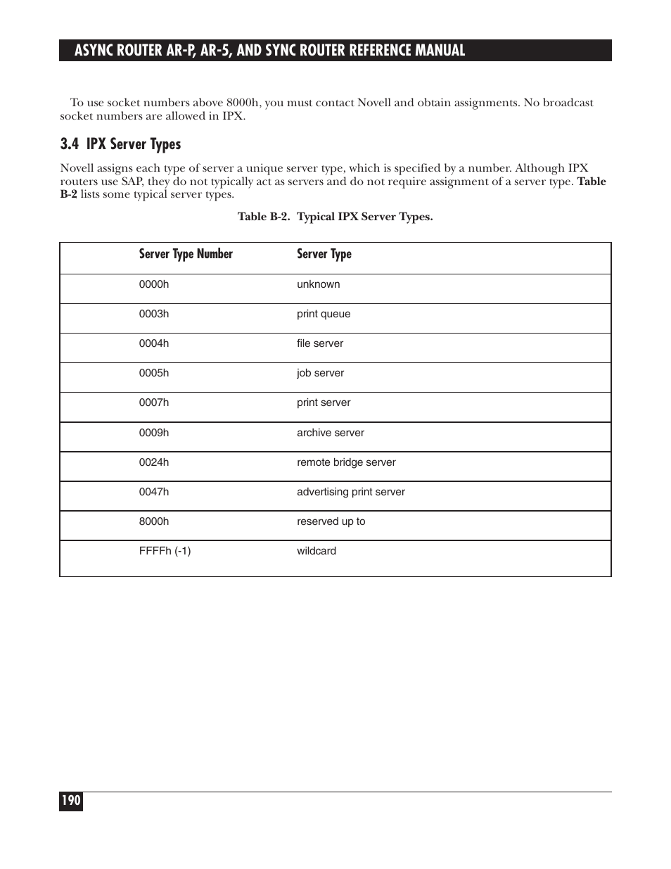 4 ipx server types | Black Box LRA005A-R2 User Manual | Page 190 / 275