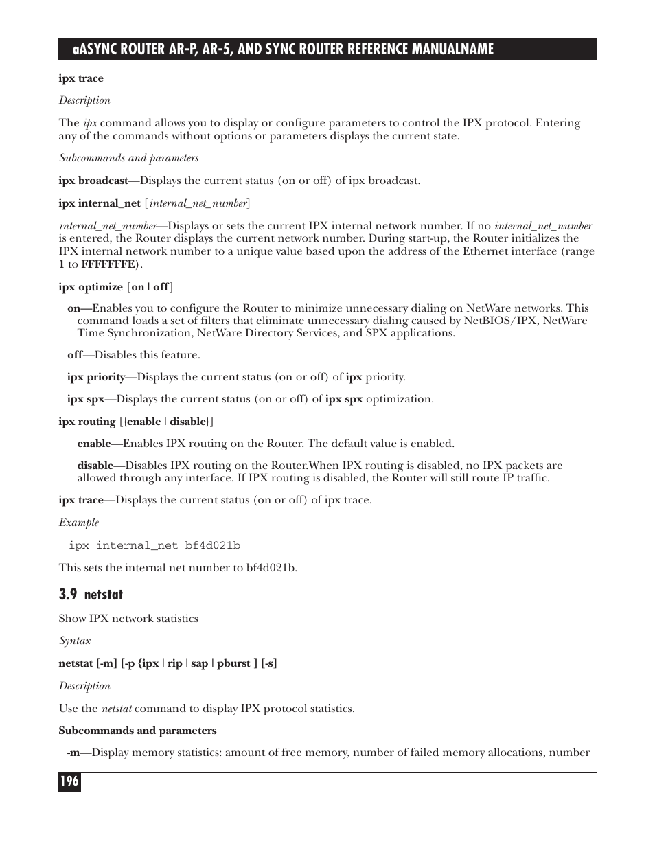 9 netstat | Black Box LRA005A-R2 User Manual | Page 196 / 275