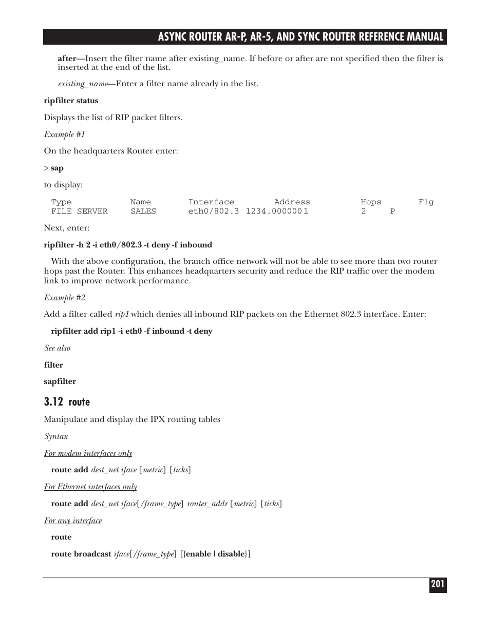 12 route | Black Box LRA005A-R2 User Manual | Page 201 / 275