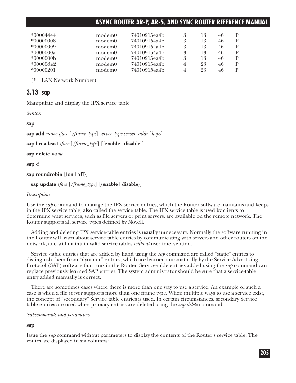 13 sap | Black Box LRA005A-R2 User Manual | Page 205 / 275