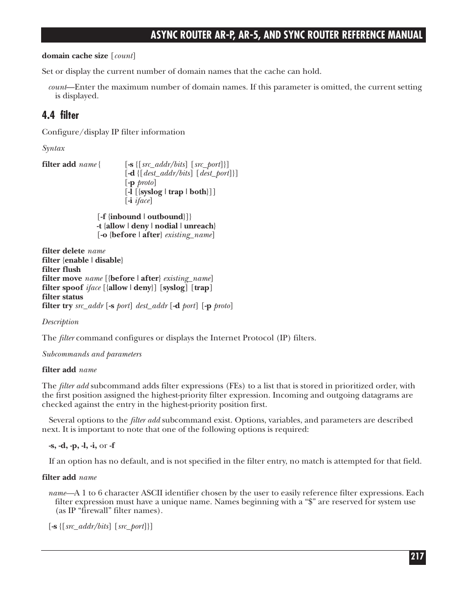 4 filter | Black Box LRA005A-R2 User Manual | Page 217 / 275