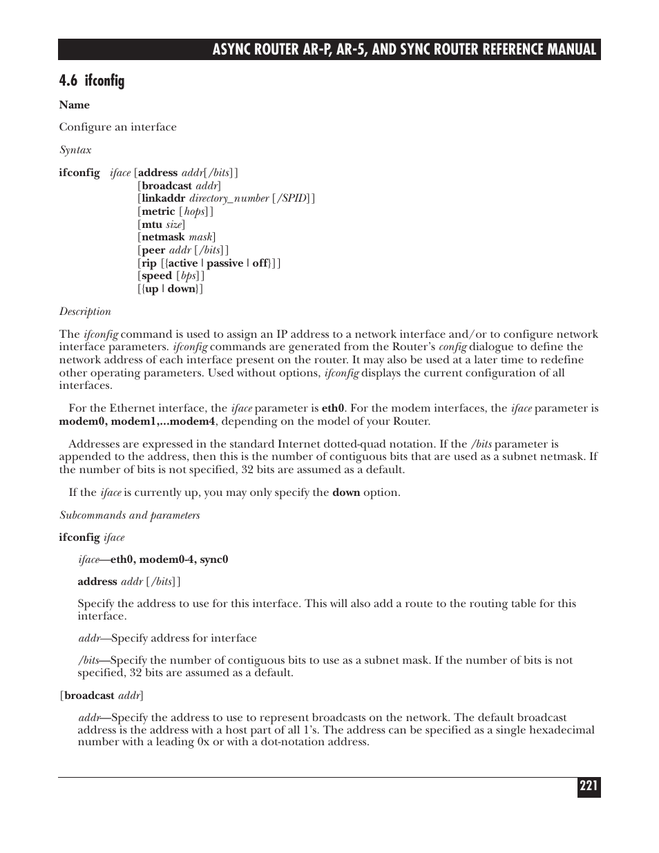 6 ifconfig | Black Box LRA005A-R2 User Manual | Page 221 / 275