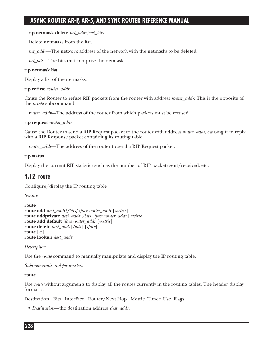 12 route | Black Box LRA005A-R2 User Manual | Page 228 / 275
