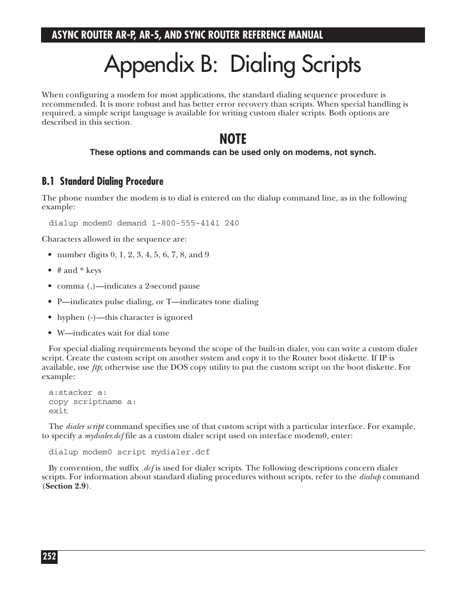 Appendix b: dialing scripts | Black Box LRA005A-R2 User Manual | Page 252 / 275