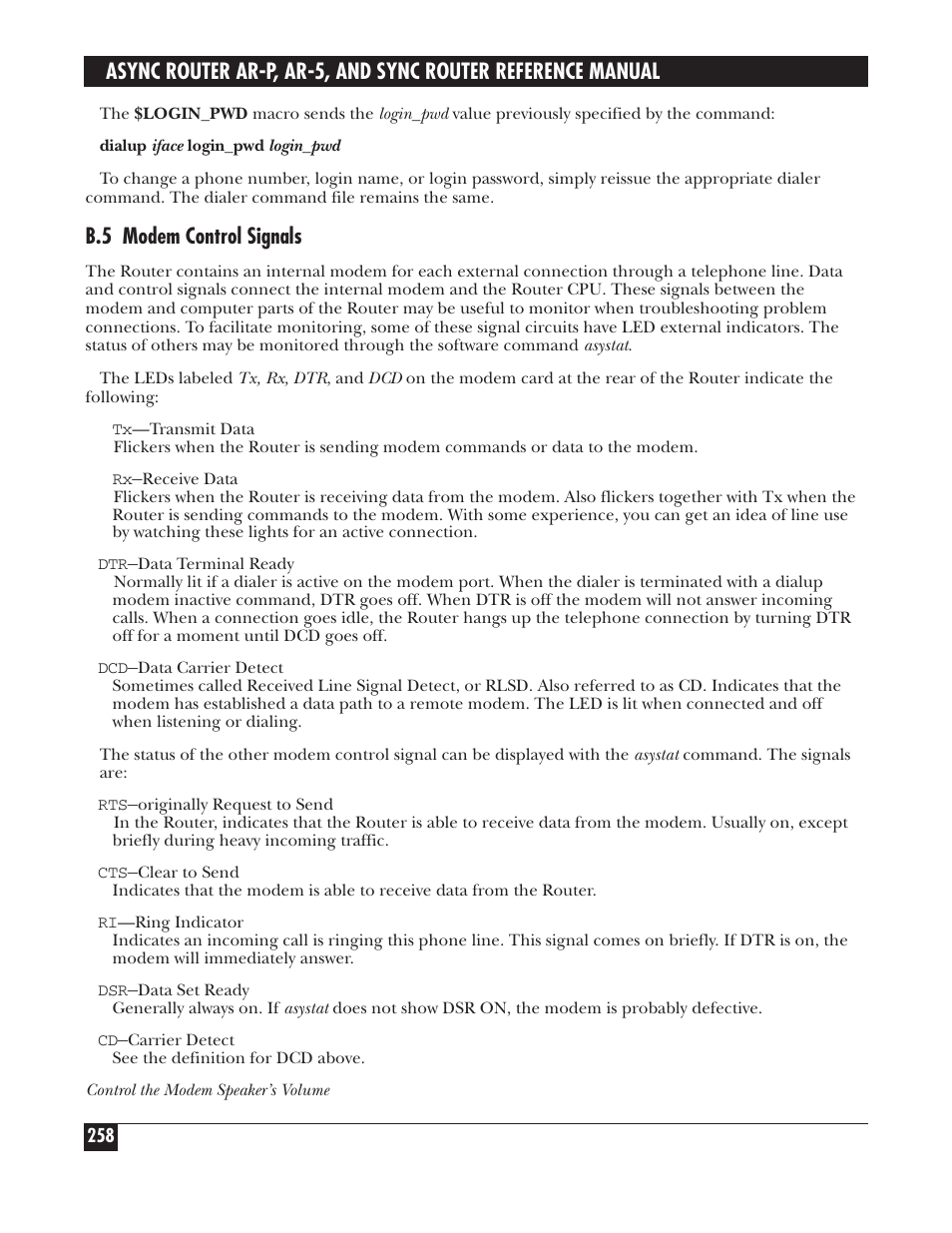 B.5 modem control signals | Black Box LRA005A-R2 User Manual | Page 258 / 275