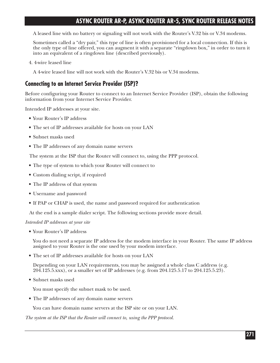 Connecting to an internet service provider (isp) | Black Box LRA005A-R2 User Manual | Page 271 / 275